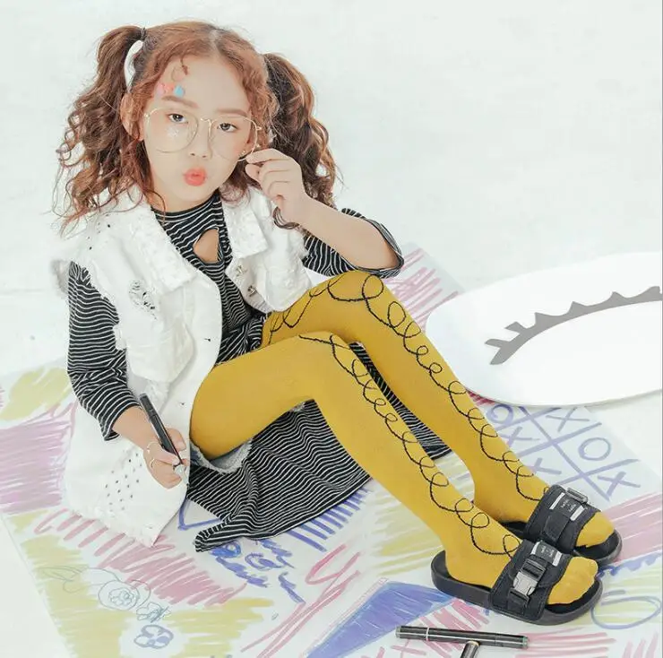 

Children pantyhose fashion cotton phone line kids spring autumn girls leggings