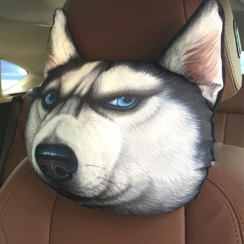 

New Car Headrest 3D Cartoon Cute Dog Head Nap Pillow Cushion And Pillow Waist Pillow With Core+Activated Carbon Cushions