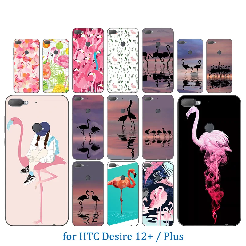 

6.0 inch for HTC Desire12 Plus 12+ Phone Cases Full Protector Matte Gel Back Cover Soft Slim TPU Silicone Flamingos Pattern Skin