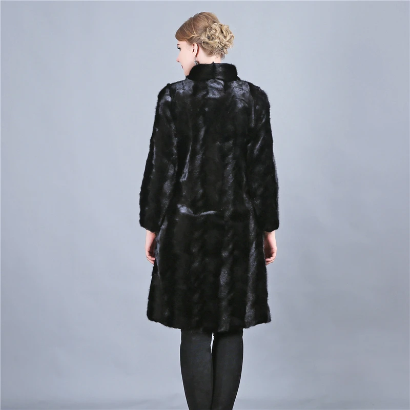 Новинка, длинное пальто из натурального меха норки, зимняя женская куртка, женская меховая верхняя одежда с натуральным мехом, натуральная норковая шуба в стиле пэчворк