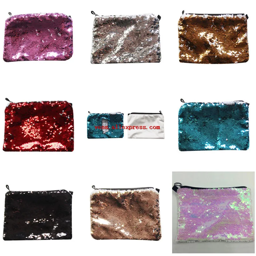 

sublimation blank sequins cosmetic bags hot transfer printing diy makeup bag consumables 20pcs/lot new styles hot style 16*23cm