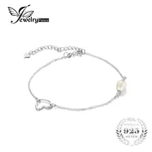 Jewelrypalace moda 925 plata esterlina 7-9mm cultivadas de agua dulce de la perla del corazón del pie tobillera cadena 2016 joyería fina para mujeres