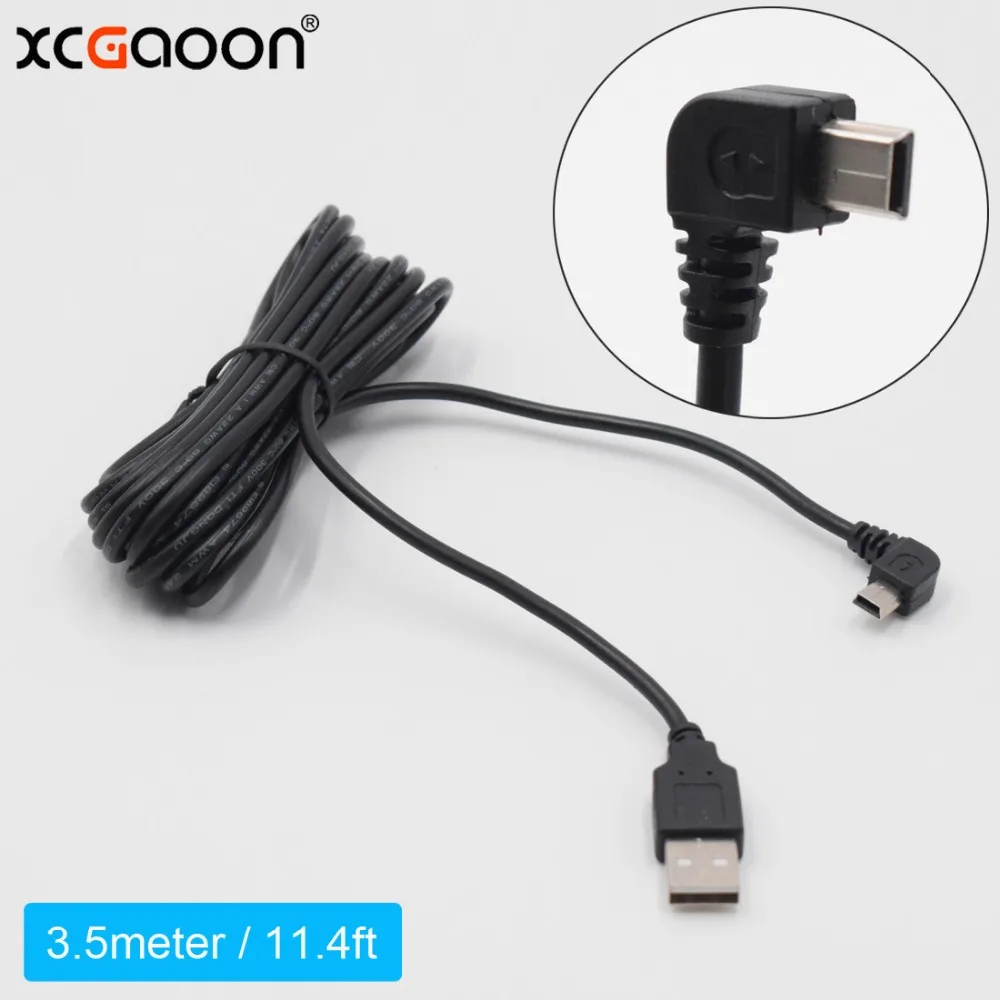 

XCGaoon Car Charging Right 90 Curved mini USB Cable for Car DVR Camera Video Recorder GPS Pad etc, Cable lengh 3.5m 11.4ft