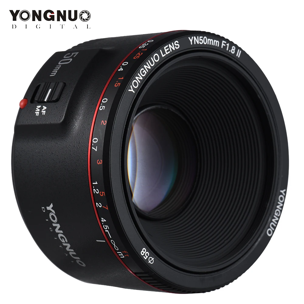 

YONGNUO YN50mm F1.8 II Lens AF/MF Standard Prime Large Aperture Auto Focus Bokeh Effect Lens for Canon EOS 70D 5D2 5D3 600D