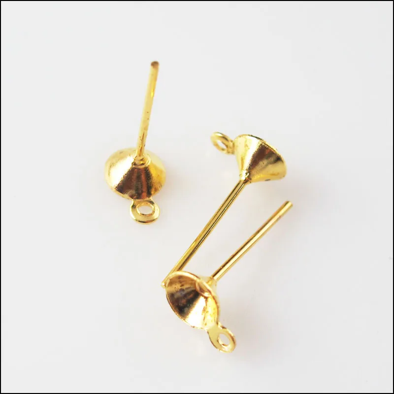 120Pcs Gold Color Earring Pins Connectors Findings For DIY 5x14mmin
