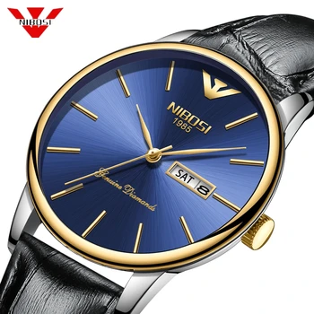 

NIBOSI New Fashion Mens Watches Military Sport Quartz Men Watch Leather Waterproof Male Wristwatches Men Wristwatch Clock Montre