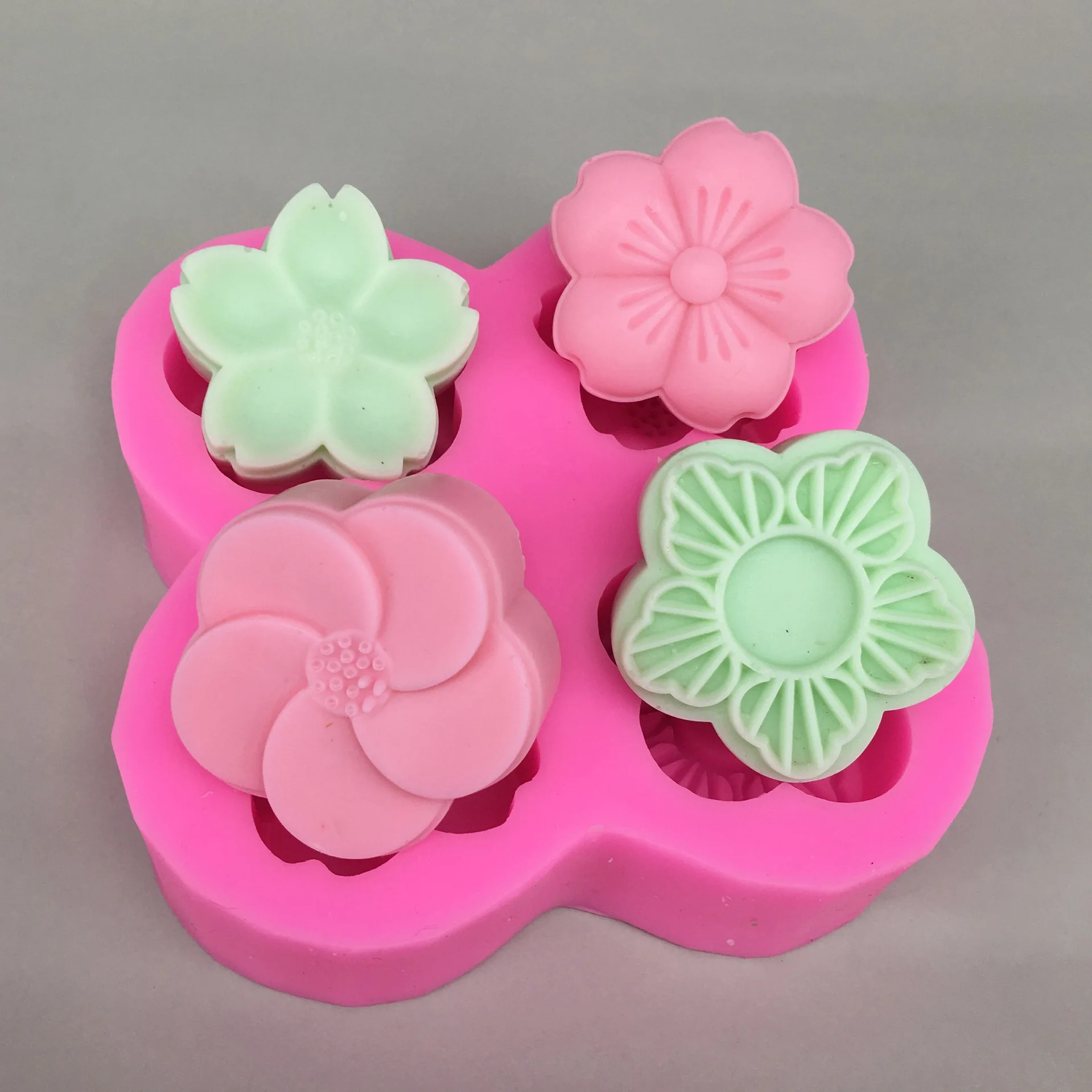 Cake Mould Round Four Flower soap silicone Molds DIY handmade soap Mold