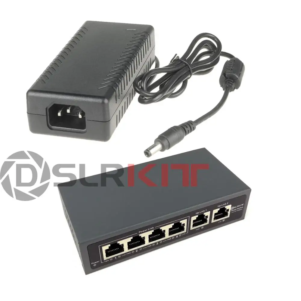 DSLRKIT 12 В 72 Вт 6 портов 4 PoE инжектор питания через Ethernet коммутатор 4,5+/7,8