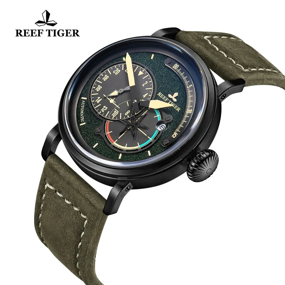 Automatic pilot. Ремешок для часов Reef Tiger Aurora. Часы пилота наручные.