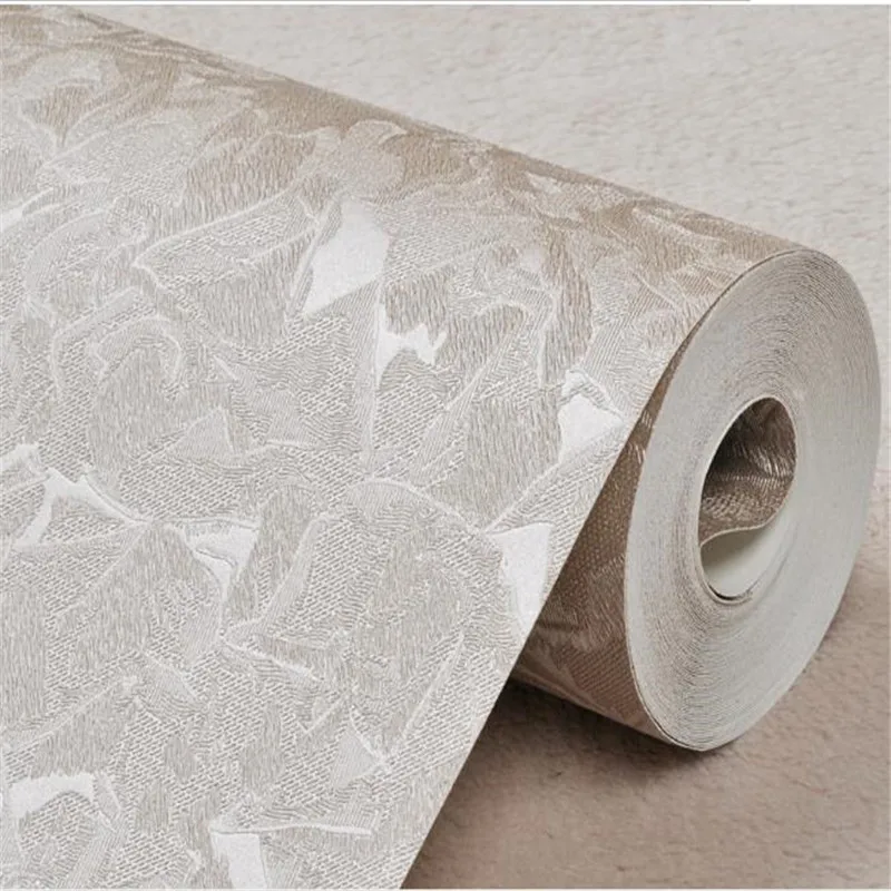 Modern Retro Embossed Wallpapers PVC Metal Wall Papers Rolls for Living Room Background Walls Paper Silvery Brown Home Decor