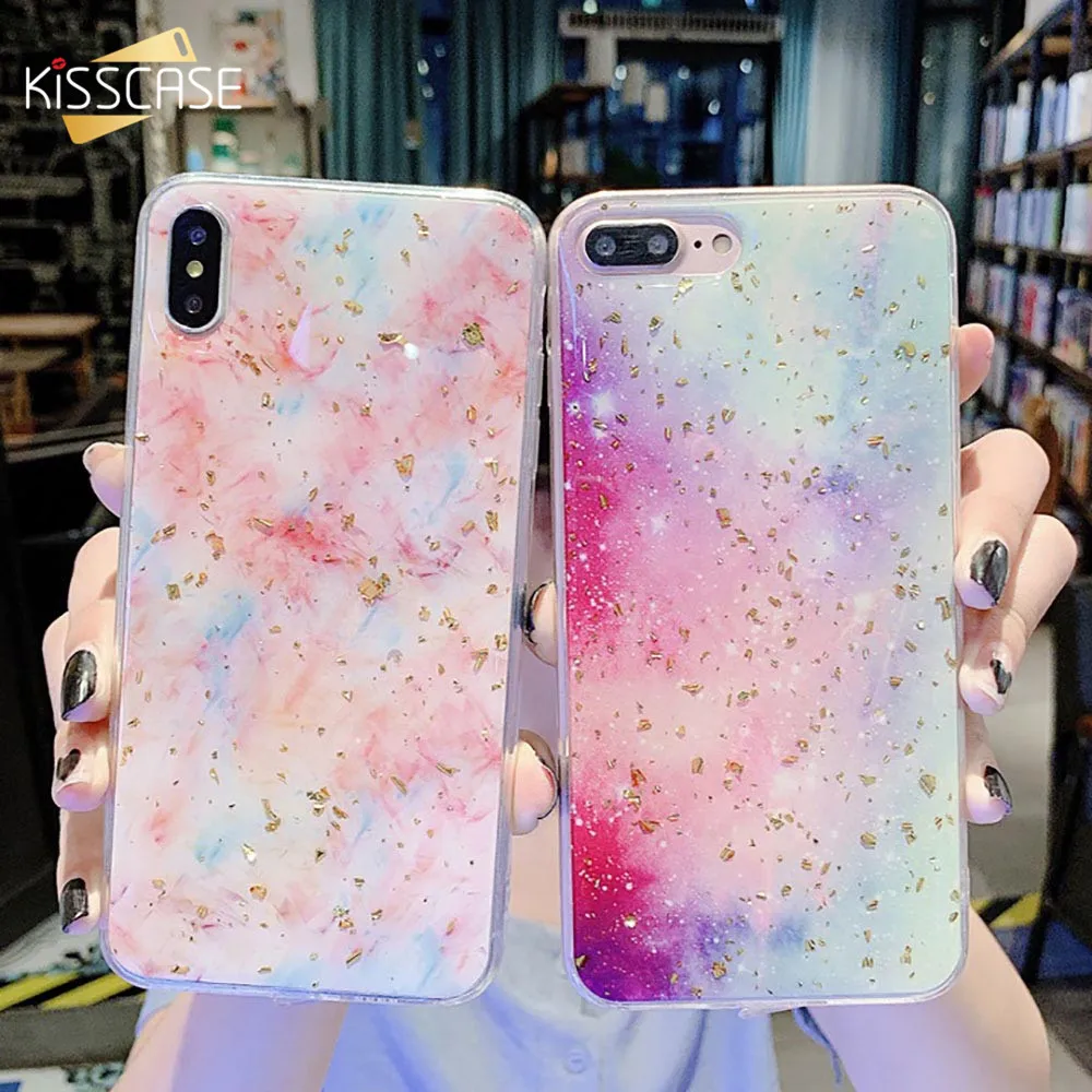 

KISSCASE Luxury Gold Foil Bling Case For iPhone XS Max XR XS Marble Pattern Case For iPhone 8 7 8 Plus 7 Plus 6S 6 Plus Capinhas