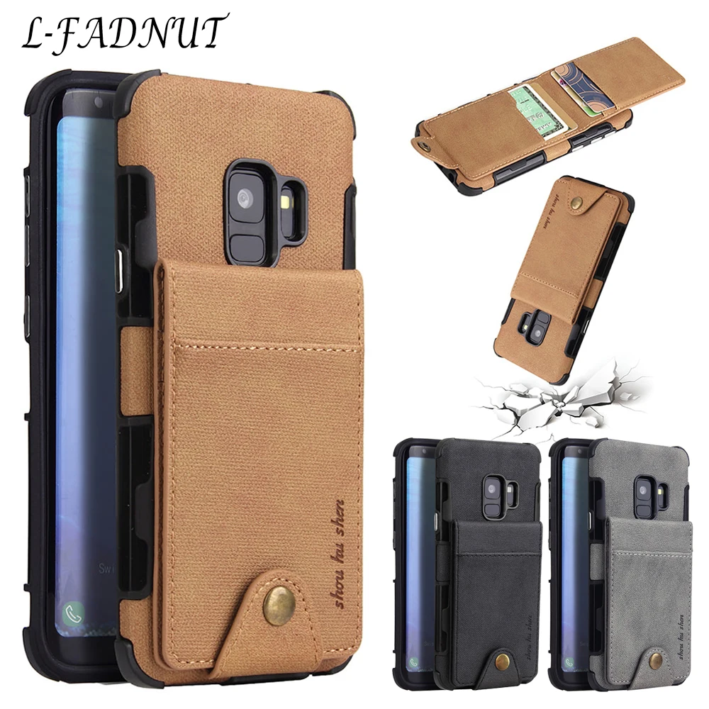 

L-FADNUT Luxury Card Slot Back Case For Samsung Galaxy S9 Plus S8 S10 S10E Shockproof Bumper Cover For Samsung A8 2018 J5 2017