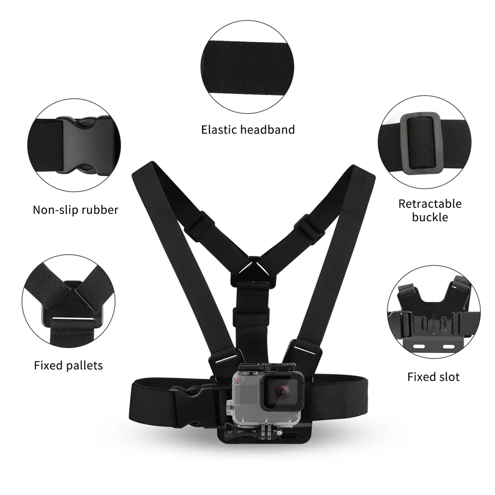 SHOOT Adjustable Harness Chest Strap Head Strap Belt for GoPro Hero 9 8 7 5 Black Xiaomi Yi 4K Sjcam Sj4000 Go Pro 7 8 Accessory-2