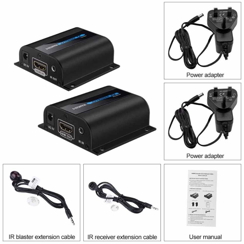 Excelvan LKV372A HDMI удлинитель передатчик HD 1080 P TX/RX 60 м с ИК Управление CAT6 RJ45 сигнала