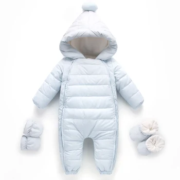 

Newborn Baby Winter Rompers Down Jumpsuit Side zipper Kids Clothing Baby Snow Wear Boy Girl Snowsuit Thicken Warm Overalls IY339
