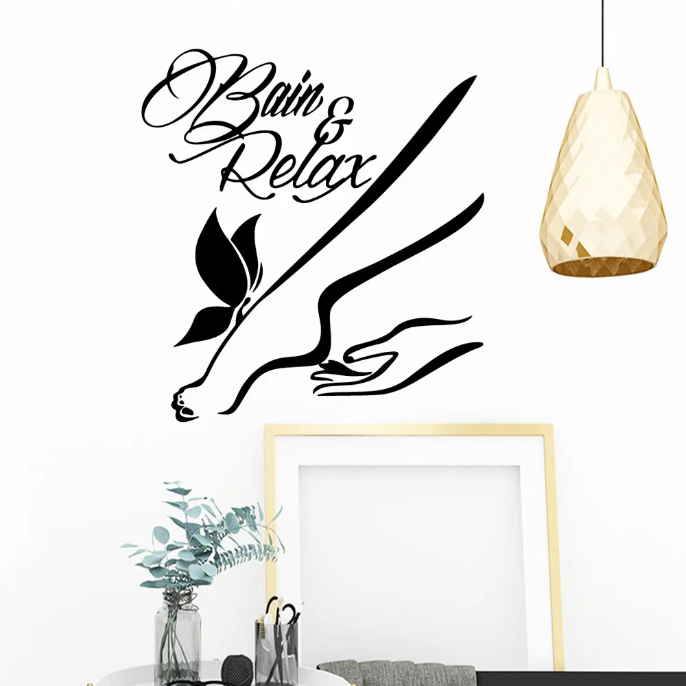 

Relax Manicure Foot care Wall Stickers Vinyl Home Decor For Beauty Salon Care Bedroom Decoration Removable Decals