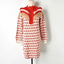 2018 Winter New Hit Color Fungus Half-height Zipper Collar Gold Silk Heart Knit Skirt A Child Dress Female Comfortable Fashion 2018 Winter New Hit Color Fungus Half-height Zipper Collar Gold Silk Heart Knit Skirt A Child Dress Female Comfortable Fashion