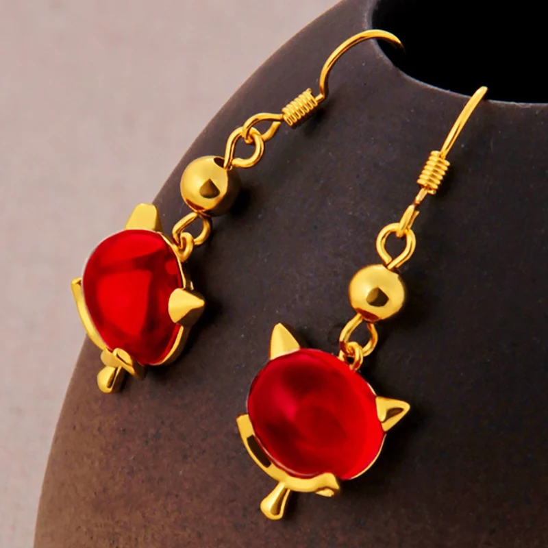 

Latest Designs Vietnam Alluvial Red Crystal Fox Drop Gold Dangle Earring for Women