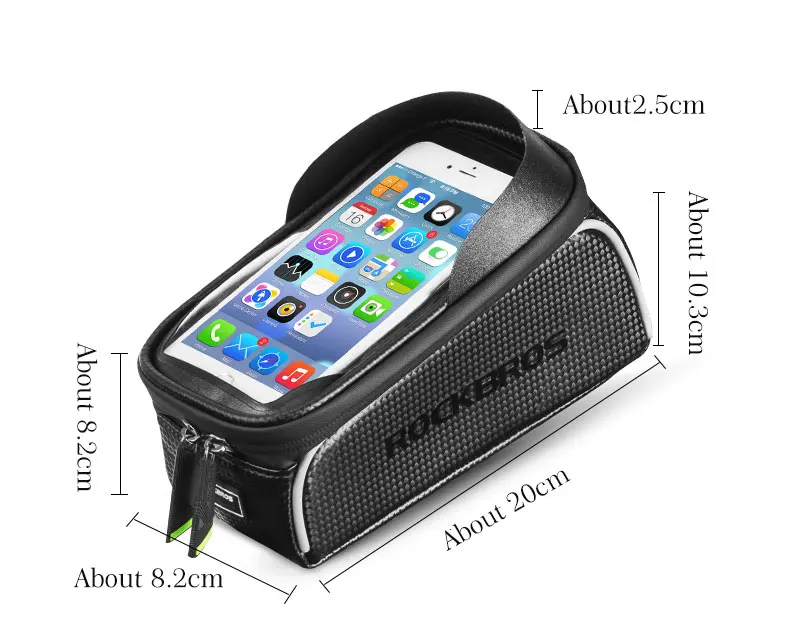 Top Rockbros Bicycle Accessories Cycling Bag Waterproof Touch Screen Top Front Tube Bag Trunk for a Bicycle Phone Bag 6.0 inch 1
