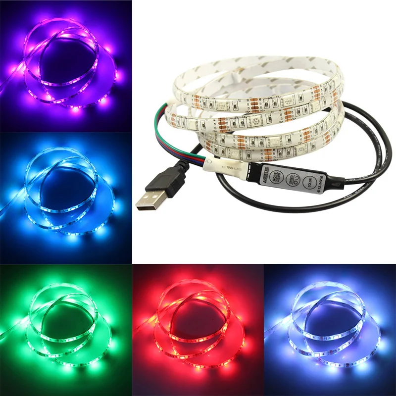 DC12V USB RGB Светодиодные длинные лампы с светодиодные полосы 0.5 м 1 м 1.5 м 2 м ТВ фон USB профиль для светодиодные полосы Творческий велосипед света