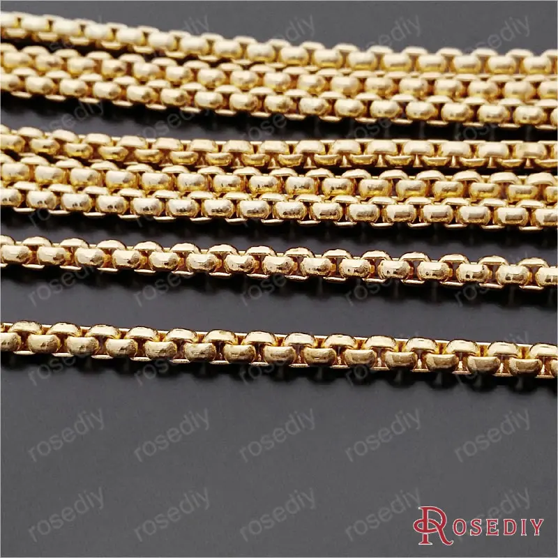 

Wholesale Width 2.5mm / 3.5mm Gold color Iron Box Chains Diy Jewelry Findings Accessories 2 Meter(JM7172)
