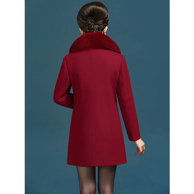 Slim Bleu marine rouge Kaki Tempérament Manteau Fourrure Qualité 2018 Mode D'hiver Vestes Long De Laine Col Veste Femmes pourpre Nw941 Haute xpzHRqxU