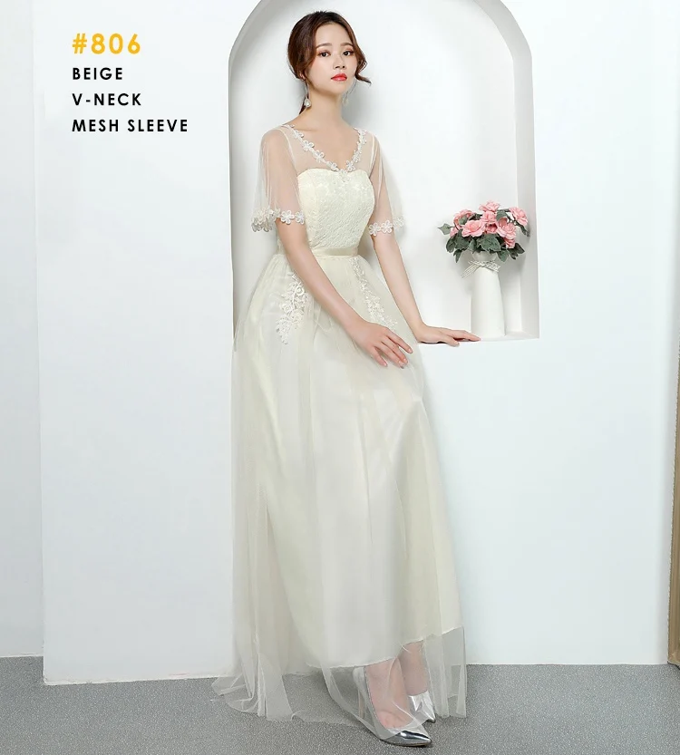 806 BEIGE Женское кружевное Сетчатое платье с вырезом лодочкой для молодых девушек, весенне-летние облегающие Вечерние Платья-макси с рукавами-плащами, vestido longo - Цвет: 806 BEIGE