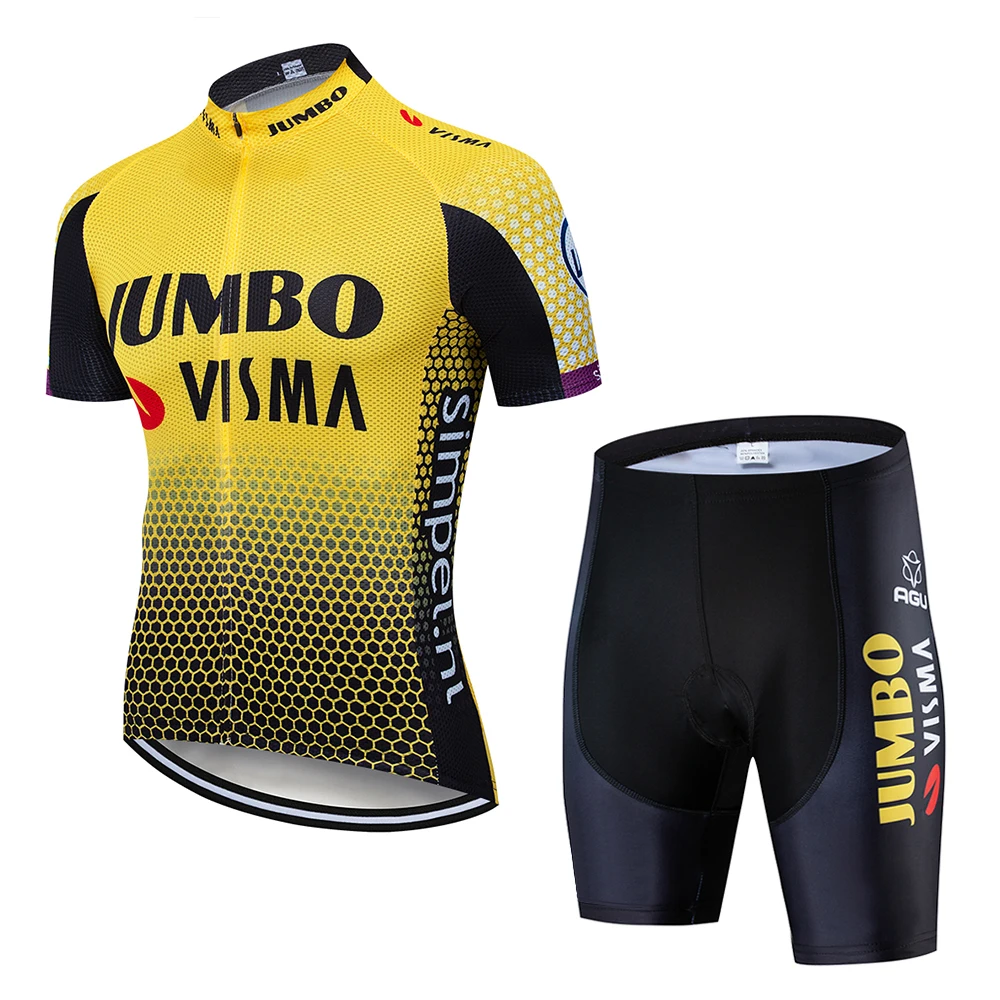 2019 Pro Team Jumbo Visma Cycling Jersey Set Mens Bicycle Maillot MTB Racing Ropa Ciclismo Summer Hombre Roupa Bike Clothing