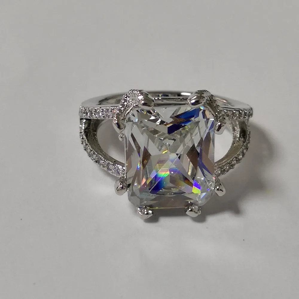 Princess White Stone Rings for Women Wedding Gift Rings Silver Moda Mujer Ring Luxury Jewelry Crystal Bague Femme Girl Anillos