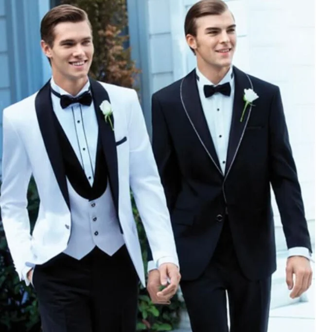 

Men Suit Men 3 Pieces 2018 Navy Tuxedo Grooms Wedding Suits for Men Gentlemen Business Casual Style Best Men's Blazer