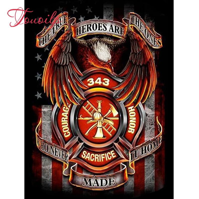 

TOUOILP FULL SQUARE&ROUND Firefighting tool eagle 5D FIREMAN FIREFIGHTER DIAMOND PAINTING KIT PREMIUM
