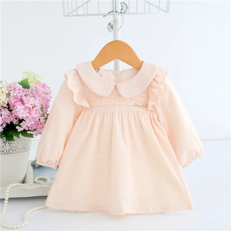

Wholesale 5pcs/lot Peter Pan Collar Kids Baby Princess Dress Newborn Infant Baby Girls Party Dresses Baby Clothes 0-2T 2 Color