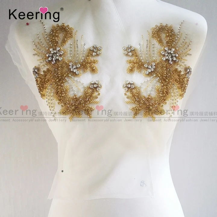 

Popular Handmade Rhinestone Patch For Wedding Dress WRA-661