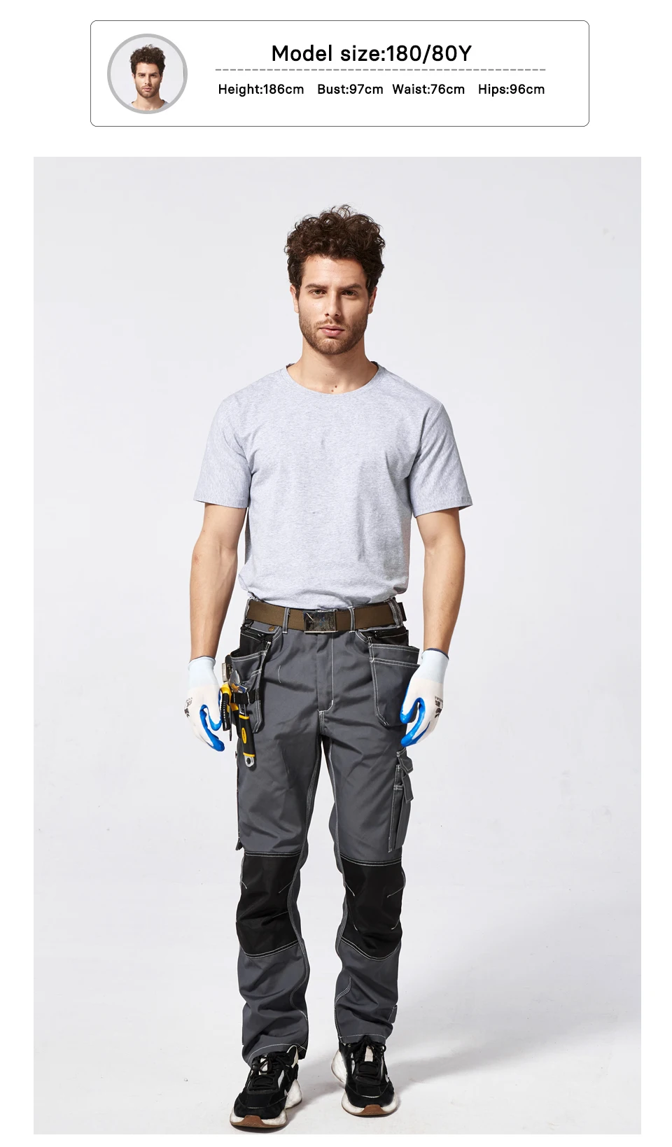 Work Pants Cotton Polyester Workwear Pants Working Trousers Men Safety Working Cargo Pants With Multi-pockets For Tool B128