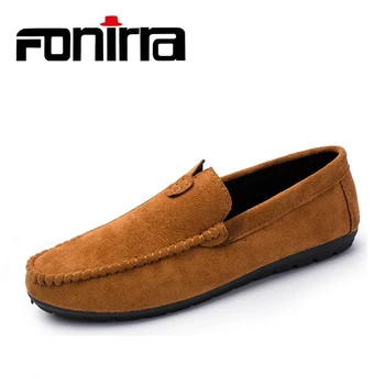 

FONIRRA Autumn Suede Loafers Men Causal Shoes Concise Sewing Driving Shoes Men British Style Slip On Rubber Casual Shoes 899