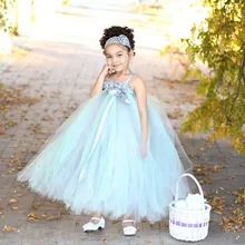 2016 Top qualität Heißer Blume Mädchen Kleider Mint Grün Grau Blume 2-12year Jungen zweiteilige Drapierte Ballkleid Abendkleid kinder Prom