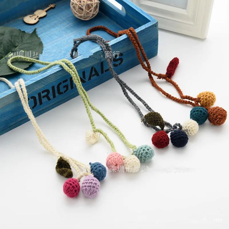 Coréia Bola de Folha de Pano De Algodão Bonito Do Bebê Da Menina Das Crianças Crianças Colar & Pendant Colares Cadeia de Jóias Accessories TMMJCGNL014F