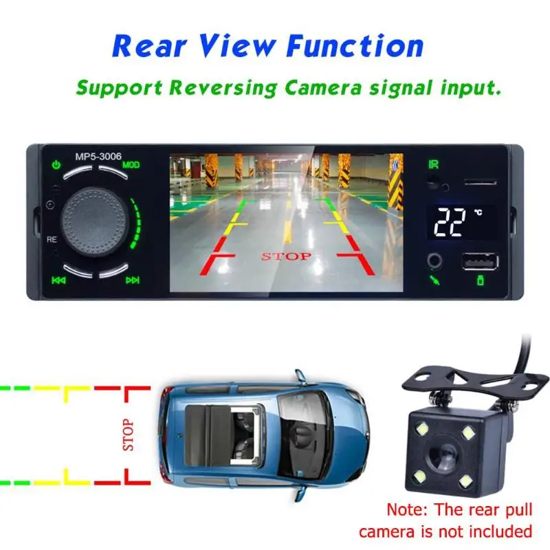 Top VODOOL 3006 Car Radio 1 Din 4.1 inch Touch Screen Stereo MP5 Player Autoradio FM BT USB TF AUX LED Temperature Multimedia Player 4