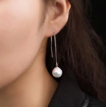 

Free Shipping Chic 11-12mm White Freshwater Kasumi Pearl Drop Earrings 925 Sterling Silver New