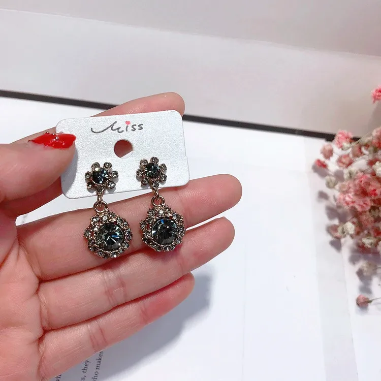 Vintage water drop Кристалл Серьги Серебро 925 post гипоаллергенный неувядающий моды серьги