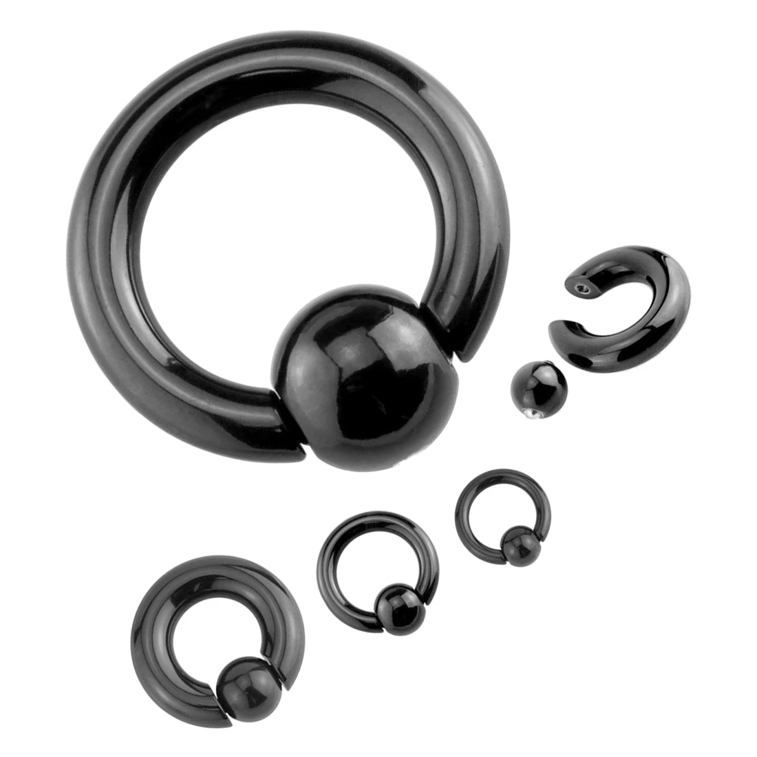 Black Steel Eazy Captive Bead Ear Rings BCR Stud Piercing Jewelry Size
