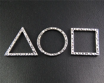 

30pcs Silver Color Harmmered Geometry Shape Charm Fit Bracelets Necklance DIY Metal Jewelry Making 19mm A2089