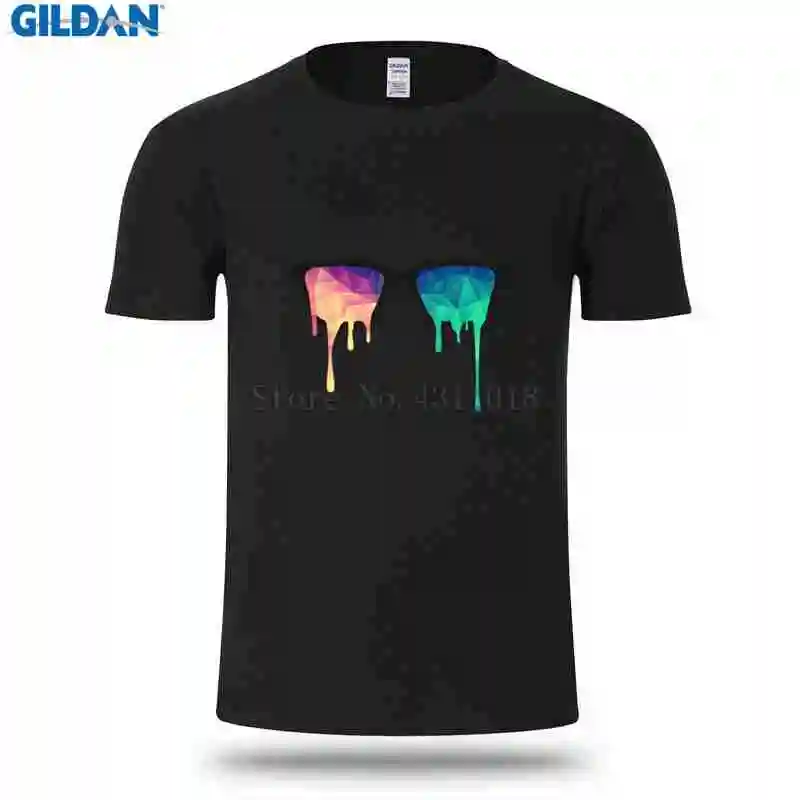 Humor Men T-Shirt Clothes Crew Neck Abstract Psychedelic Nerd Glasses With Color Drops T-Shirts 2018 Tee Tops Fit | Мужская одежда