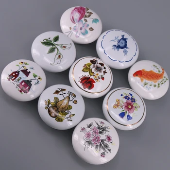 1x Pastoralism Ornate FloralFish Ceramic Cabinet Knobs and Handles Cupboard Door Drawer Kitchen Pull Knob Furniture Pulls