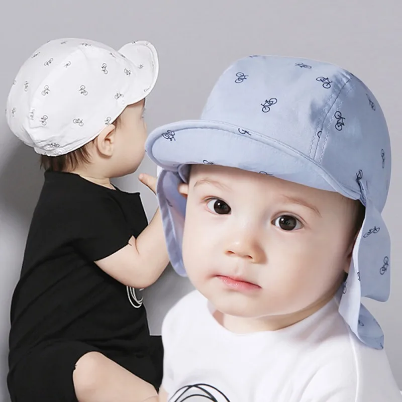

Portable New Print Sun Hat Baby Summer Caps for Children with Soft Brim Detachable for 6-18 Months 2 pcs/Set