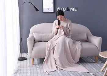 

Home Textiles Cotton Crochet Knit Blanket Air Conditioning Travel Chunky Knitted Blanket Solid Plaids Sofa Bed Cover cobertor