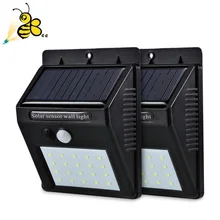 Пчелы светодиодный светильник на солнечной энергии PIR датчик движения настенный светильник 20 светодиодный уличный водонепроницаемый энергосберегающий уличный Двор Путь домашний сад