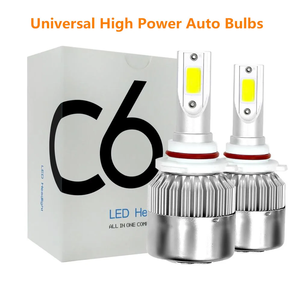 1 шт. универсальный высокое Мощность C6 Автомобильный светодиодный головной светильник s-6000 K-белый светильник H1 H3 H7 H8 H9 H11 880 881 9005 9006