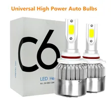 1 шт. универсальный высокое Мощность C6 Автомобильный светодиодный головной светильник s-6000 K-белый светильник H1 H3 H7 H8 H9 H11 880 881 9005 9006