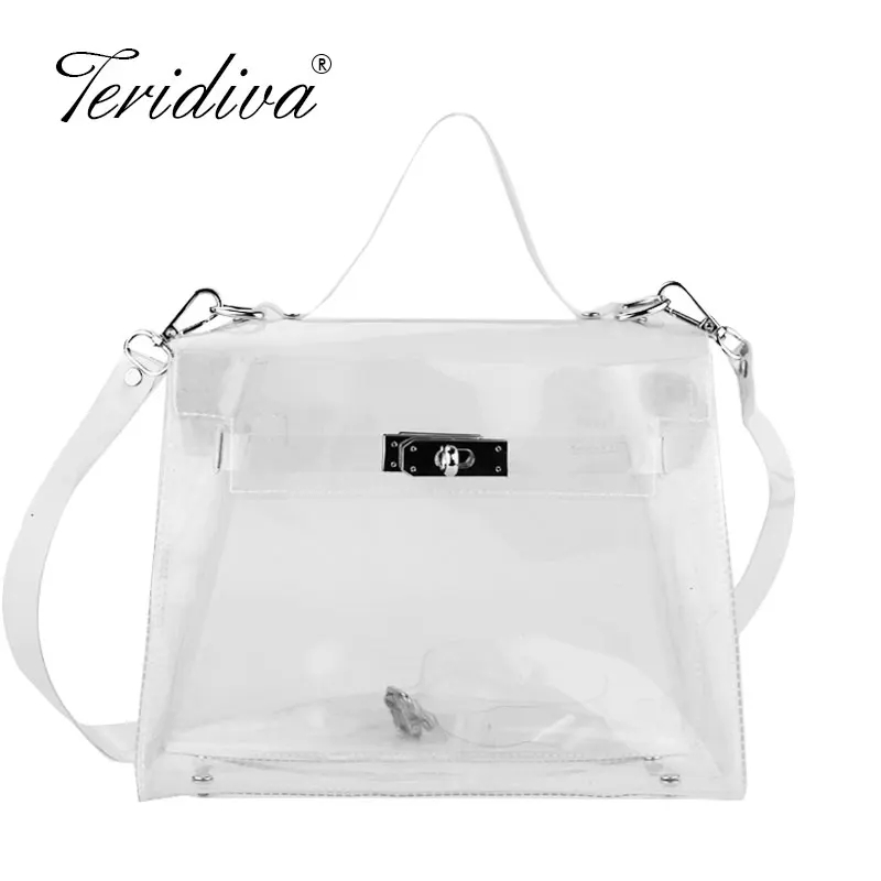 Famous Brand Women Shoulder Bag Clear Purse Plastic PVC Transparent